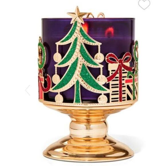 CHRISTMAS SLEIGH & PRESENTS PEDESTAL 3-WICK CANDLE HOLDER BY BATH & BODY WORKS - Picture 2 of 2